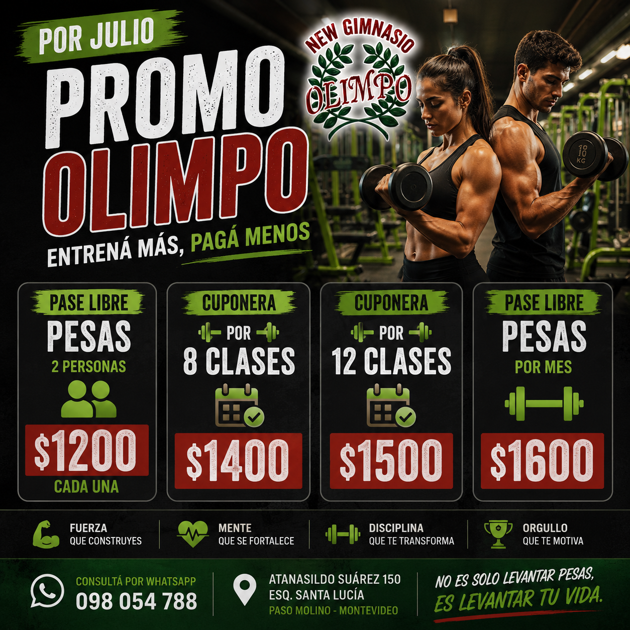 Promo Julio de New Gimnasio Olimpo con precios promocionales
